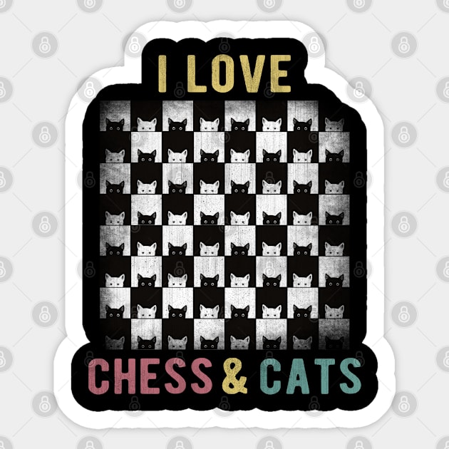 I Love Chess and Cats Sticker by AllWellia